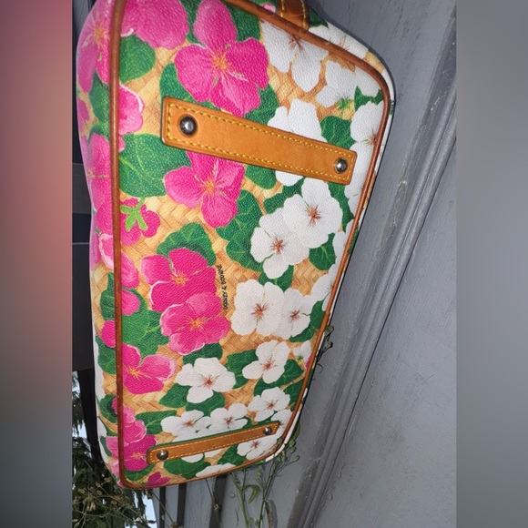 Dooney & Bourke Leisure Large Shopper Tote Pink White Flowers Leather - Picture 5 of 11